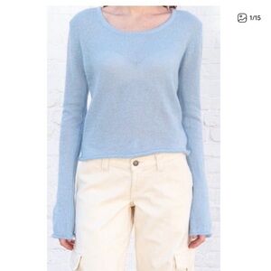 Brandy Melville Light Blue Scoop Neck Long Sleeve Sweater